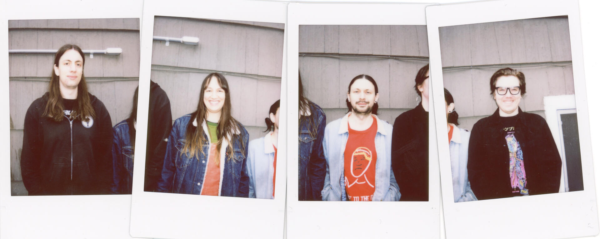 4 instax photos of the members of soft boiled by K Redden (@yak0vision)